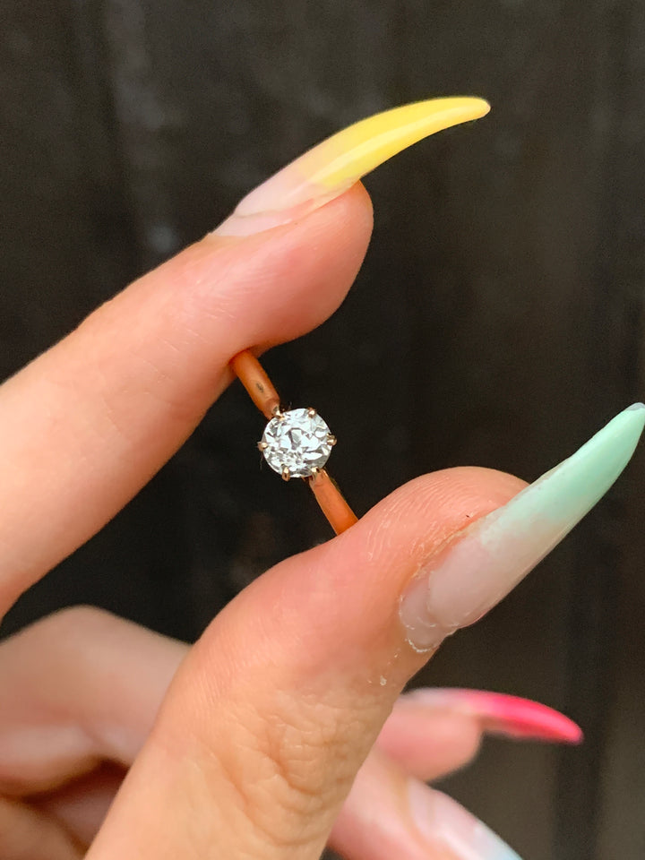 Victorian Old Mine Cut Diamond Solitaire .54ct