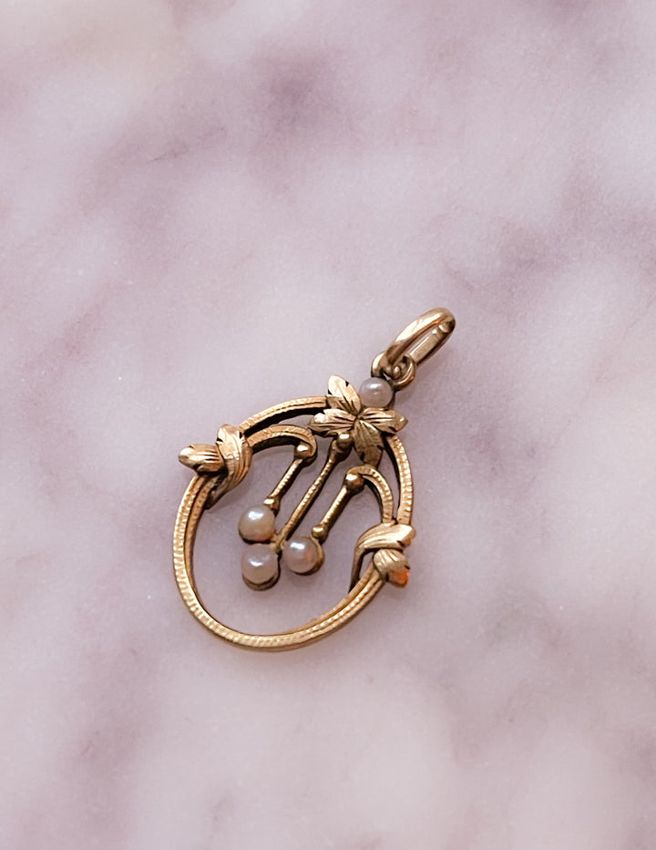 Stunning 18k French Pearl Art Nouveau Pendant Circa 1890