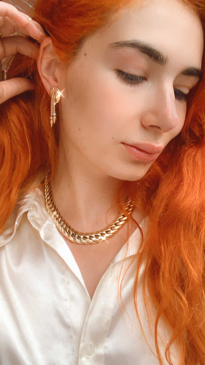 Exceptional Retro 14k Pink Gold and Diamond Earrings
