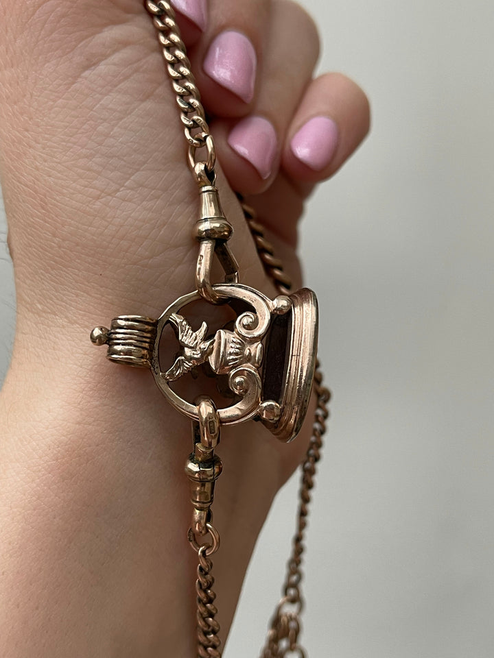 9k Pink Gold Fob Drinking From Chalice