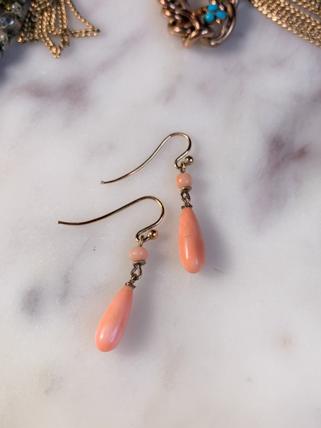 Delightful Coral Drop Earrings in 9k
