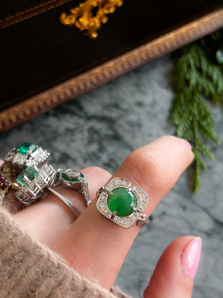 14ct White Gold Candy Apple Jade Conversion Ring