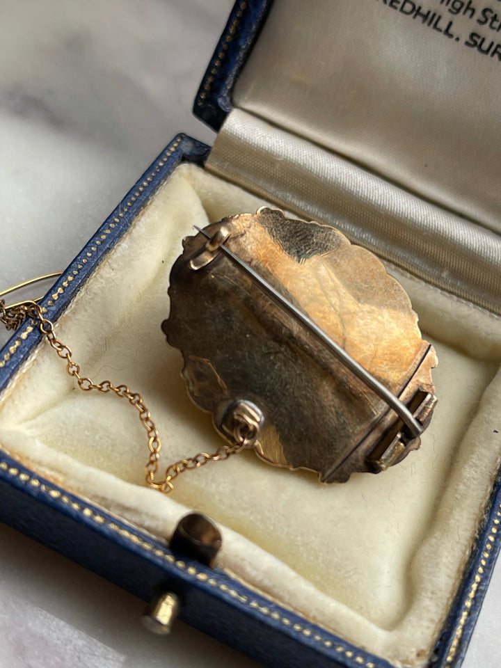 Exceptional 18k Victorian Lace Collar Garnet Brooch