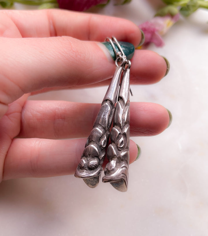 Sweet Art Deco Koi Earrings in Sterling Silver *w/ buttercream ribbon*