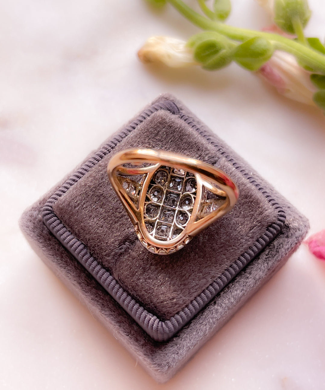 Gorgeous 18k Victorian Diamond Plaque Ring