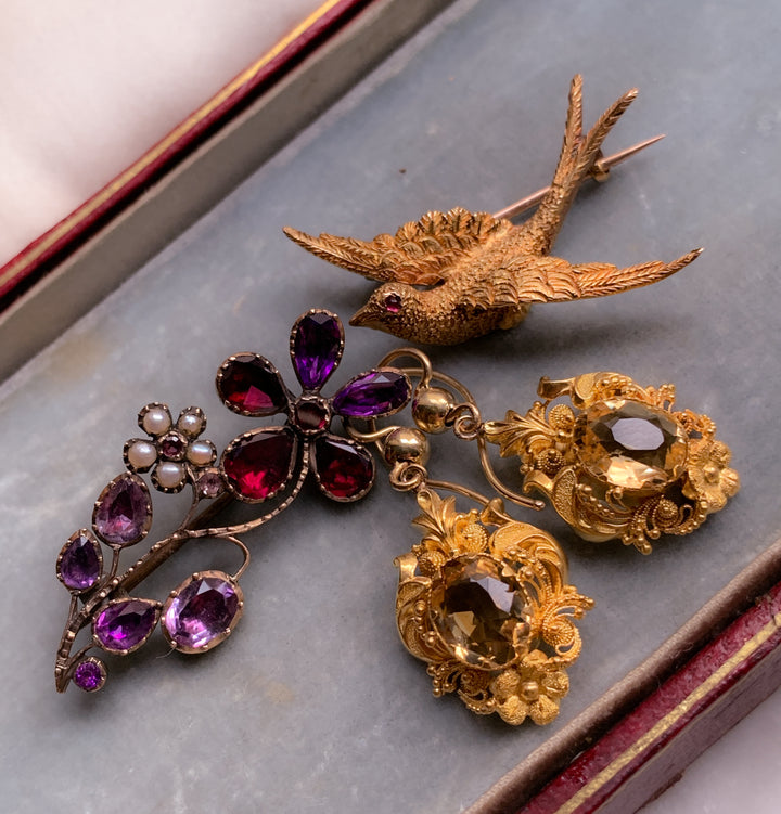 15k Citrine Earrings Circa 1820