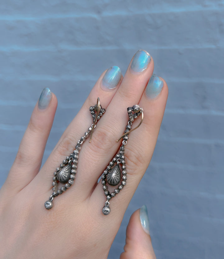Marquisette and Blue Paste Earrings Circa 1920