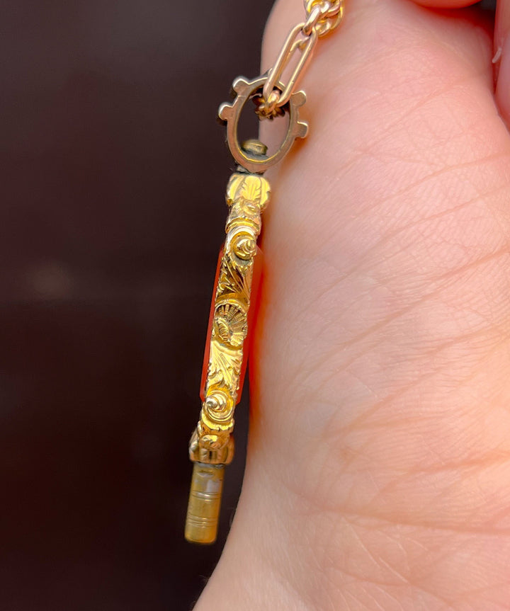 Exceptional Large Scale Gold-Cased Carnelian Fob
