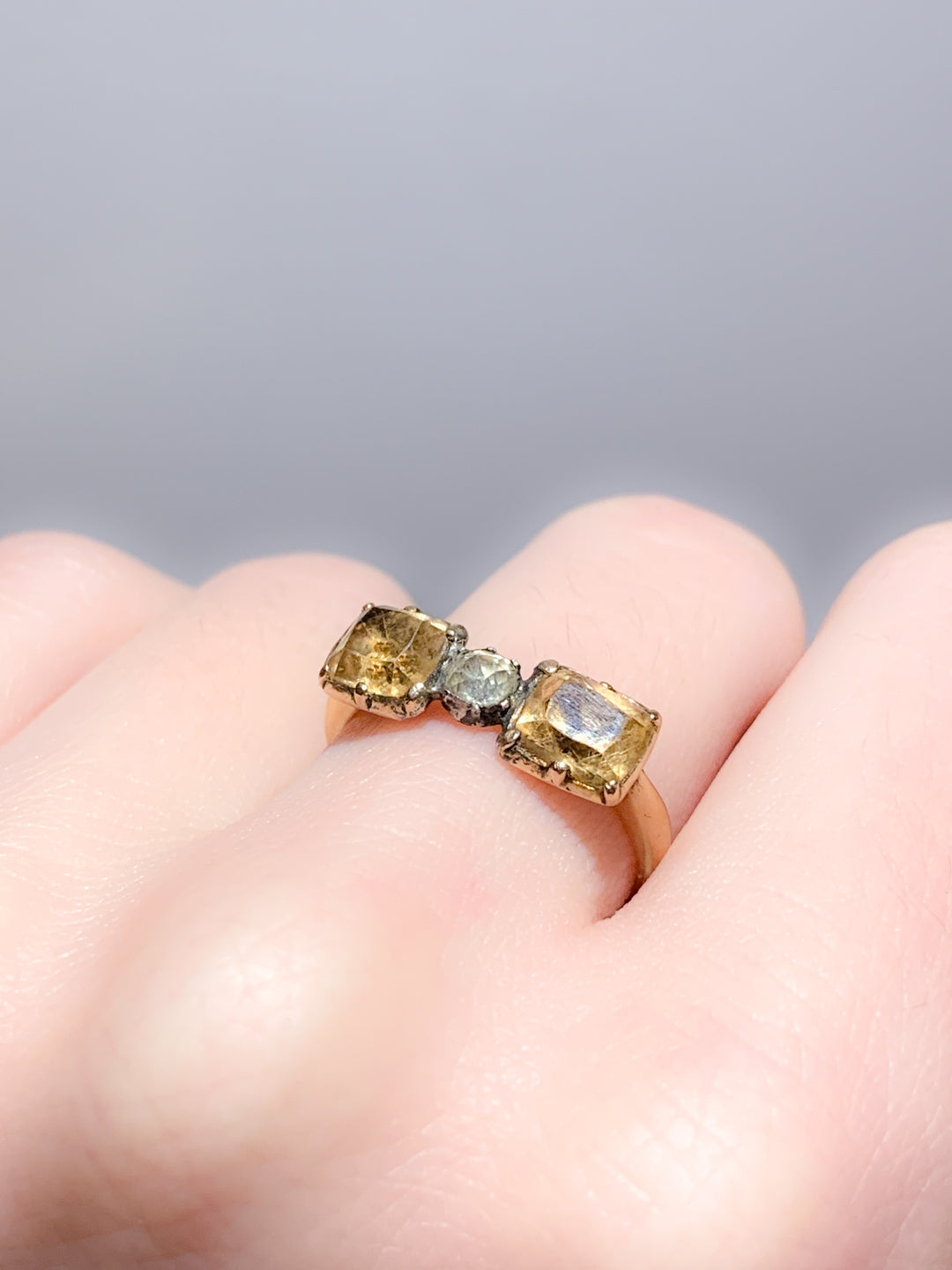 Glorious Imperial Topaz and Paste Bow Ring in 18k