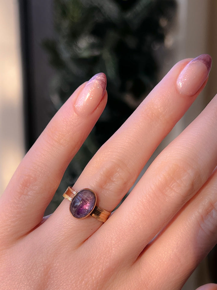 Victorian Egyptian Revival Amethyst Scarab Conversion Ring
