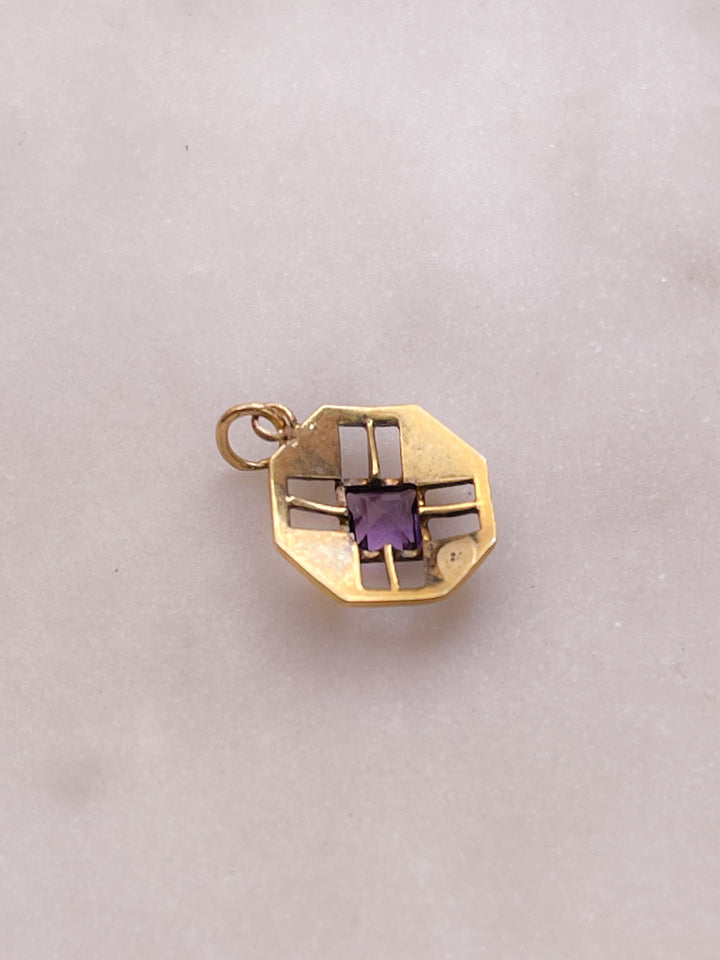 Amethyst Art Deco Pendant in 14k