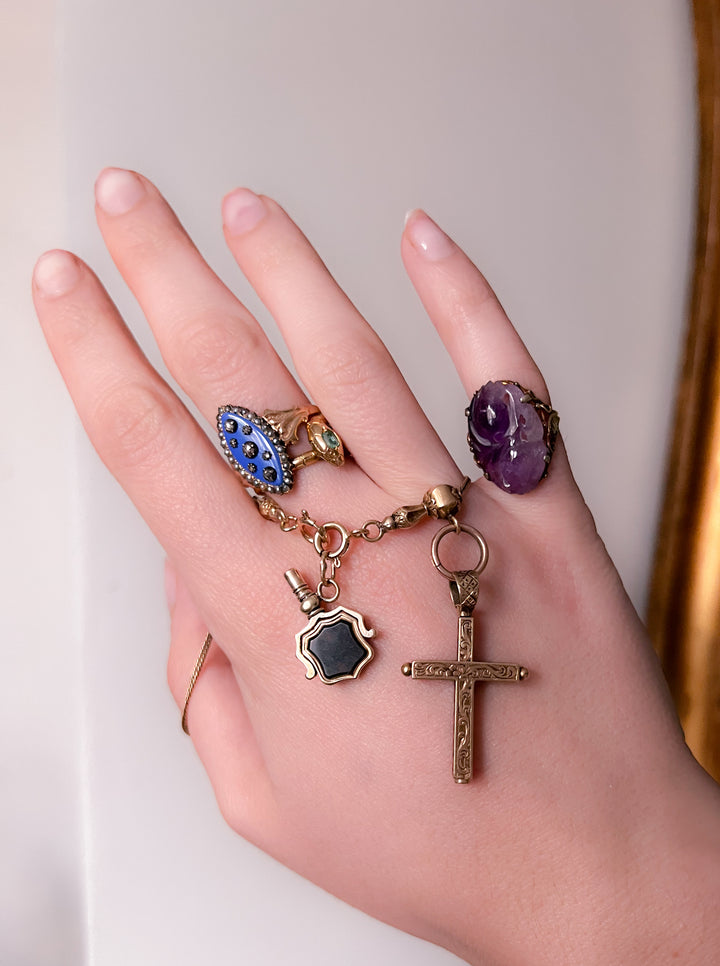 Carved Amethyst Plum Ring in 14k