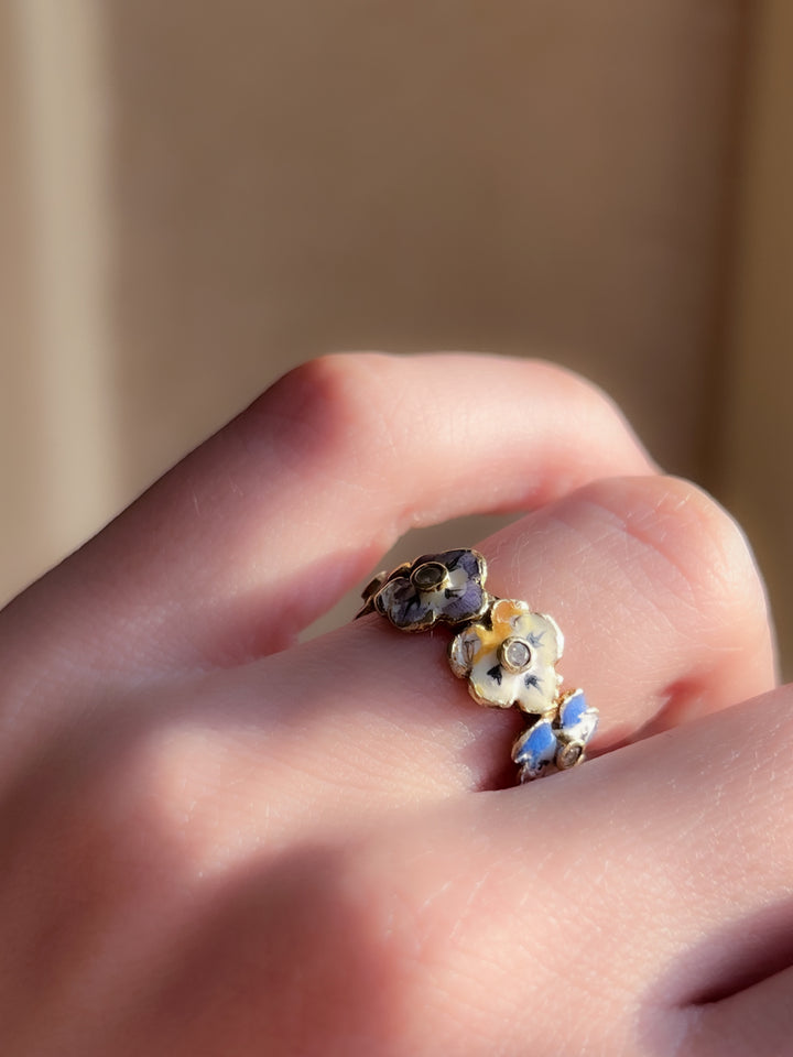 Outrageous 1960’s Enamel Pansy Band
