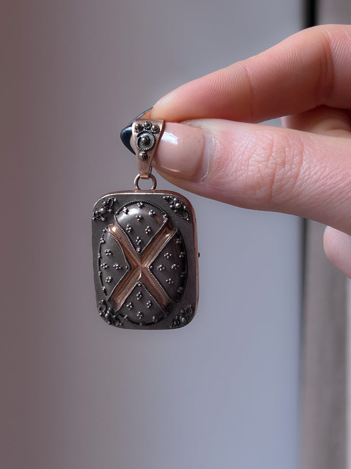 French 19th Century Locket in Sterling & Vermeille
