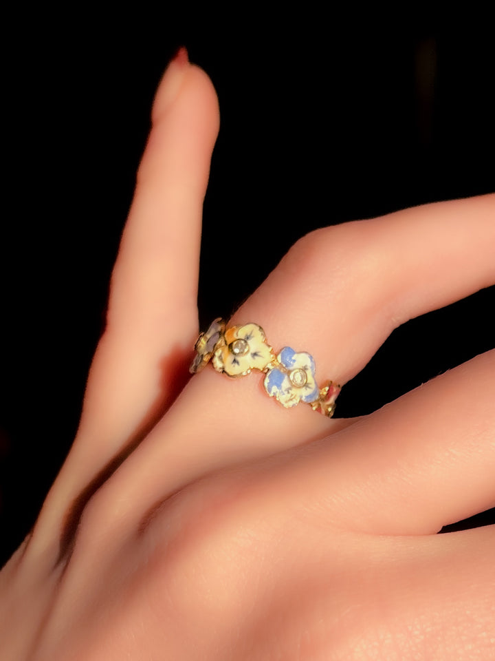 Outrageous 1960’s Enamel Pansy Band