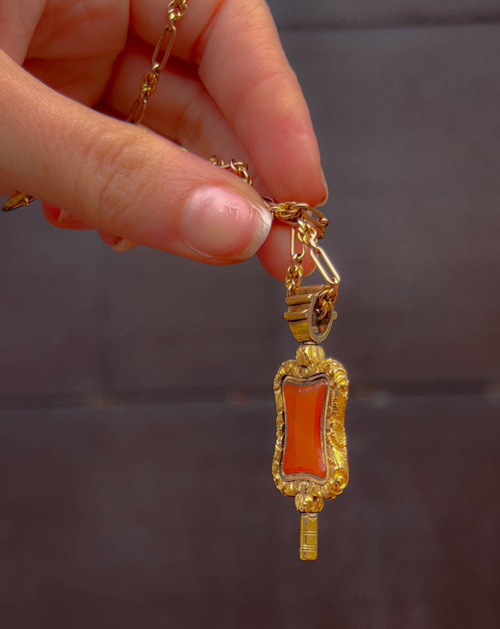 Exceptional Large Scale Gold-Cased Carnelian Fob