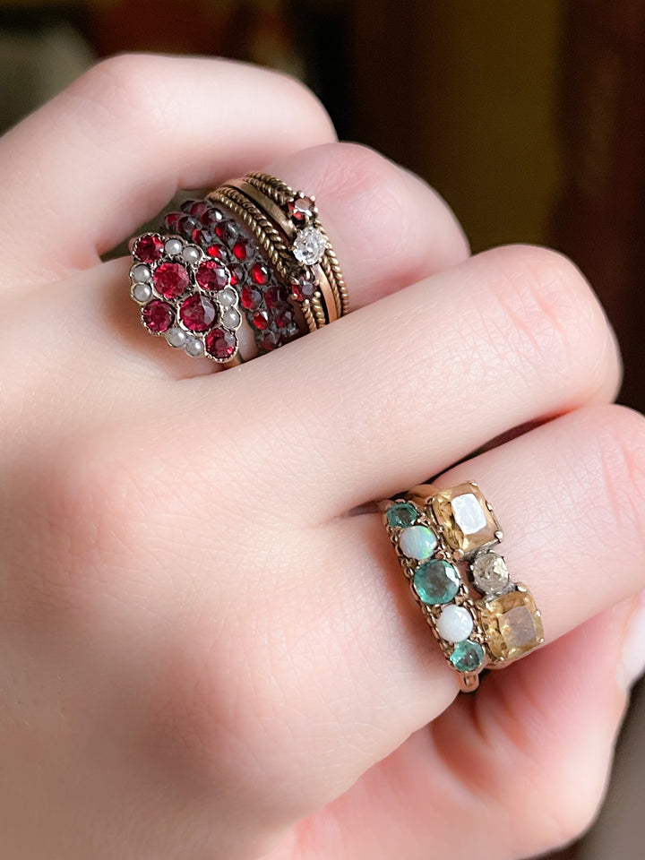 Bohemian Garnet Double Stacked Band in 6k