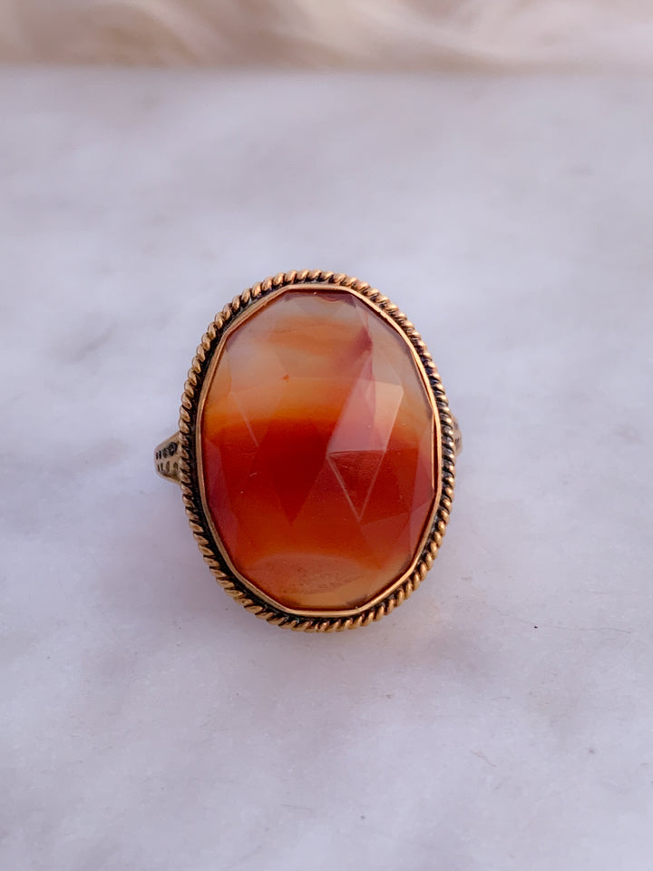 Gorgeous Carnelian Facet Top Ring in 14k