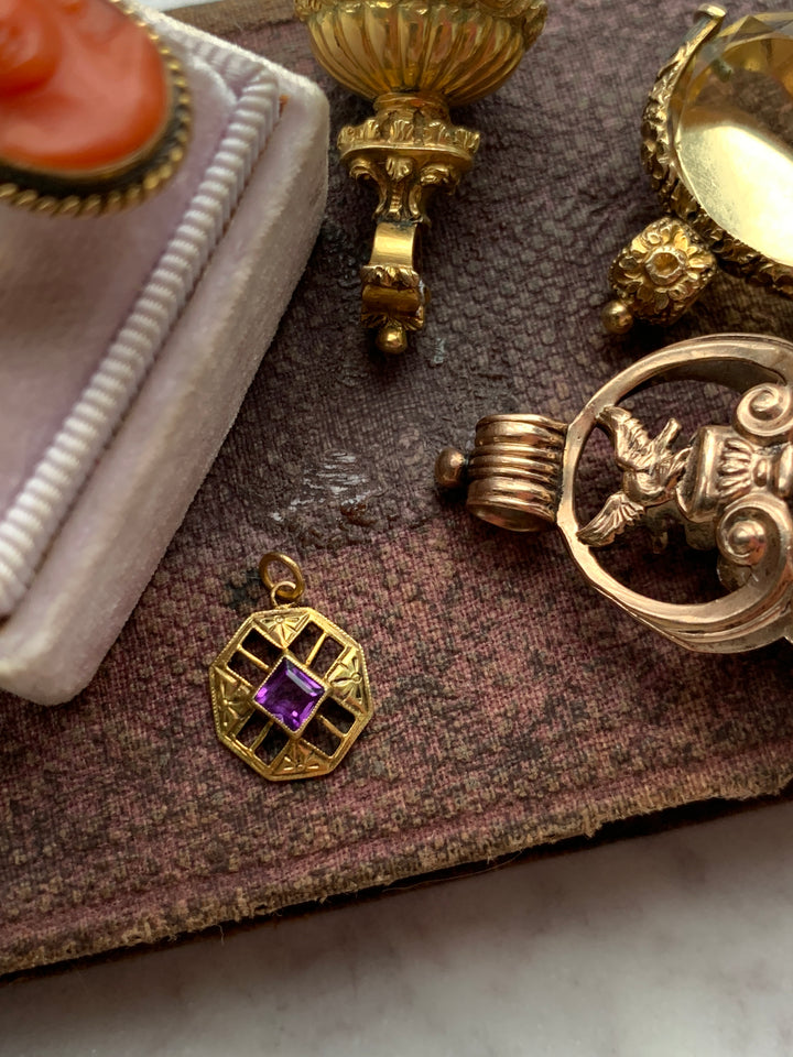 Amethyst Art Deco Pendant in 14k