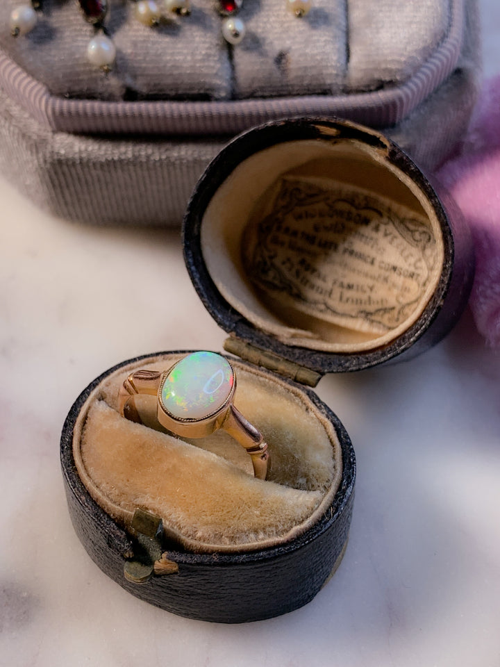 Outstanding Pink Gold Opal Solitaire