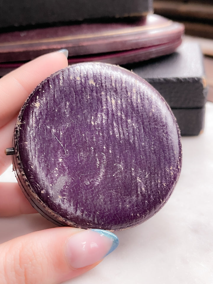 Early Victorian Round Leather Box