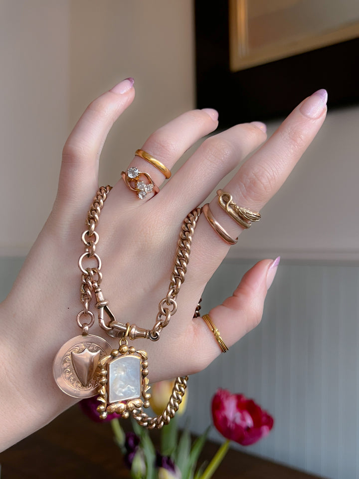 18ct Pink Gold Diamond Clover + Star Diamond Ring