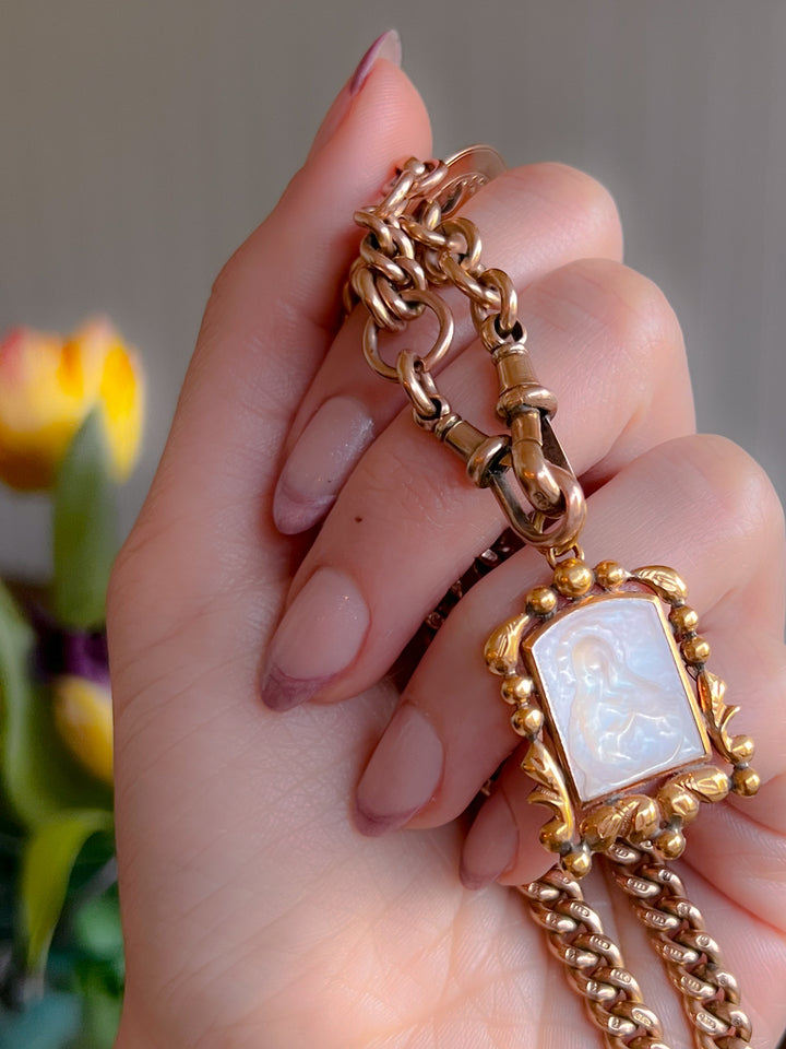 A Superb Late 19th Century Carved Mother of Pearl Madonna