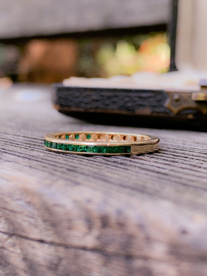 14k Emerald Stacking Band Circa 1950s-60s