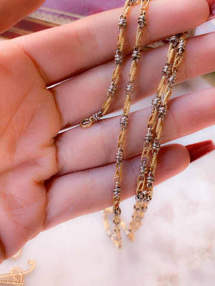 14k Two-Tone Vintage Infinity Link Chain Circa 1980 *include white ribbon*