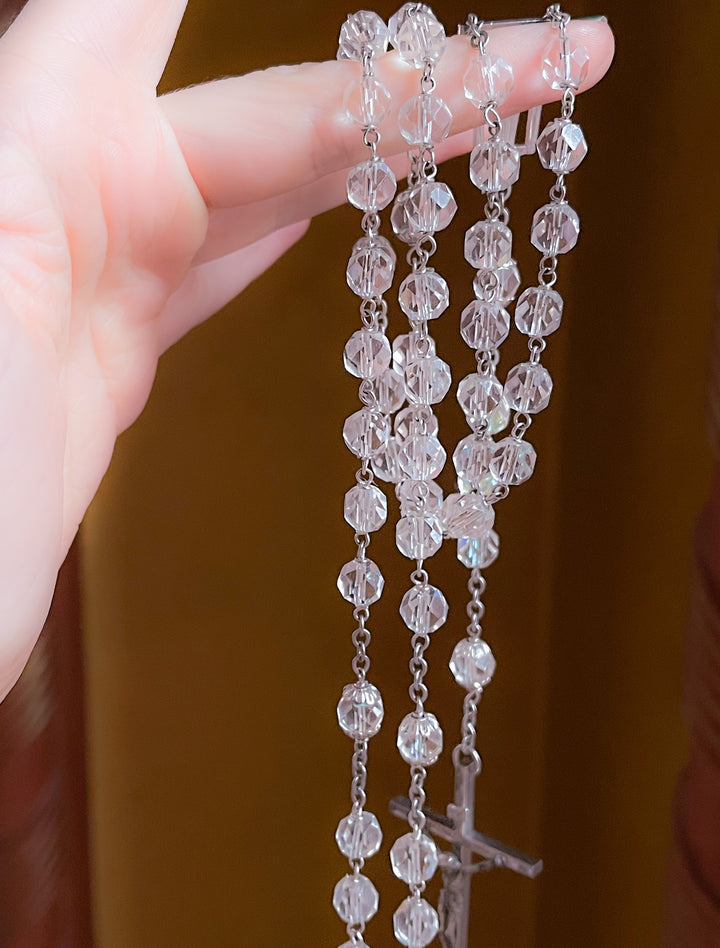 American Sterling Rosary with Crystal Glass Beads