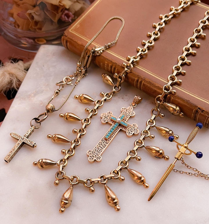 Stunning Cross Albertina with Embellished Chain
