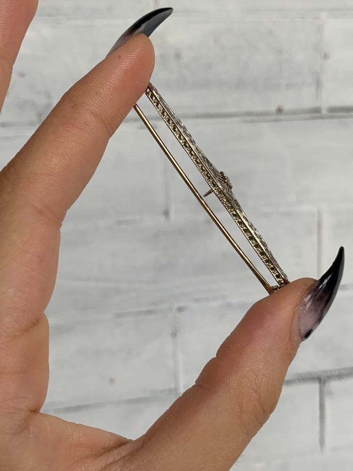 14k Diamond Art Deco Brooch