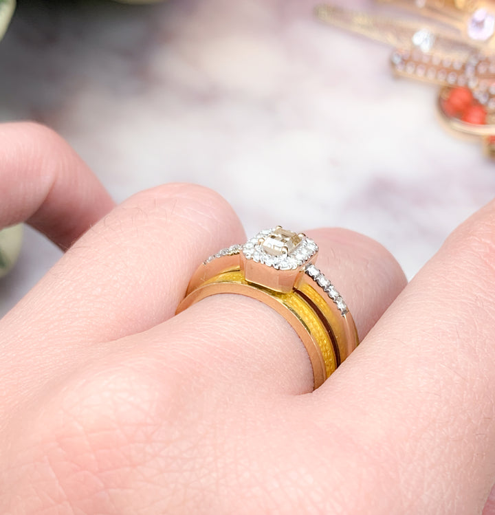 Darling Emerald Cut Champagne Diamond Ring