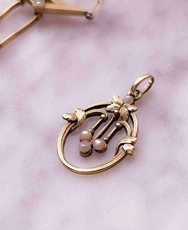 Stunning 18k French Pearl Art Nouveau Pendant Circa 1890