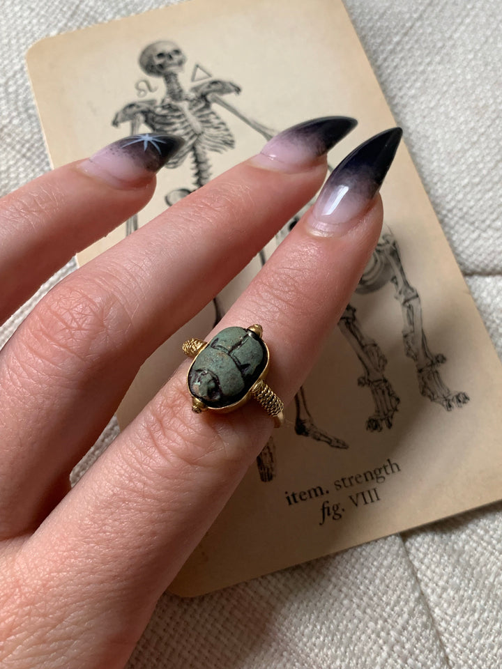 18k Set Scarab Ring Circa 1920s