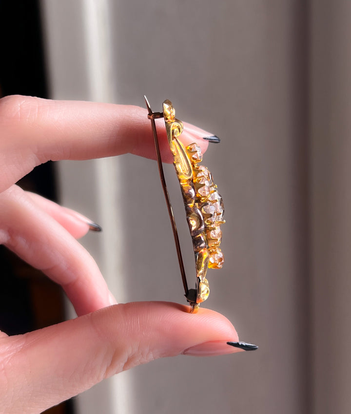 Superb Victorian 14ct Old Mine Cut Paste Brooch 1849