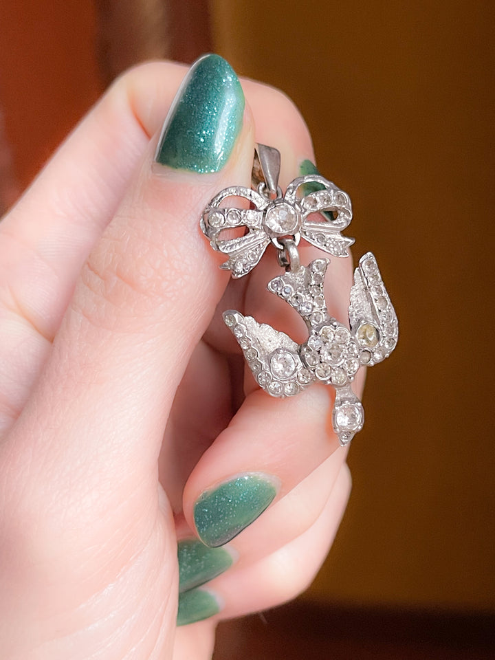 Superb Early 19th CenturyPaste St. Espirit Dove Pendant with Bow Pendant