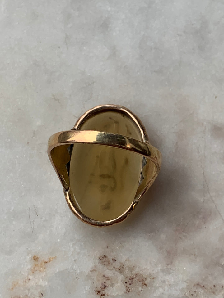 Early 19th Century White Agate Intaglio in 12k