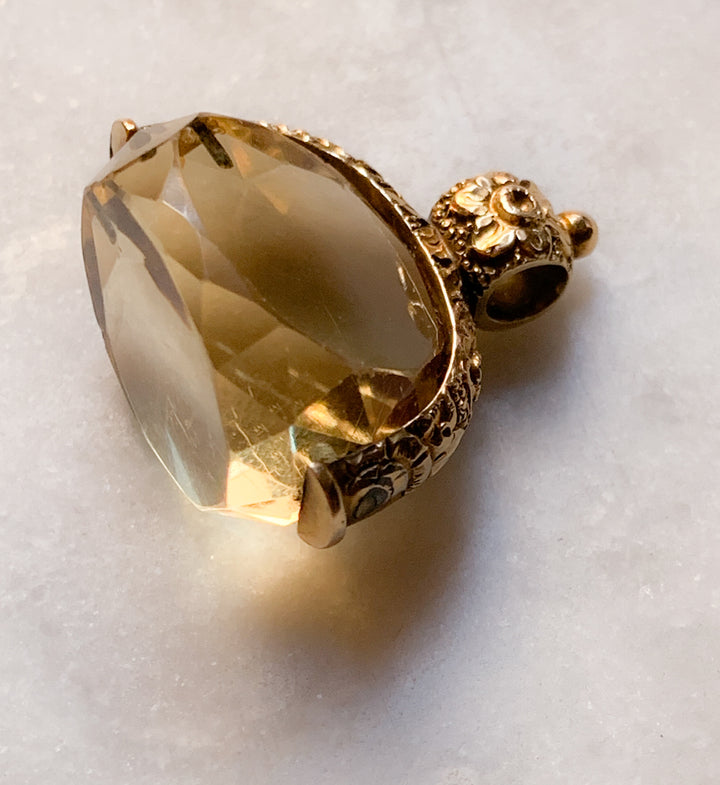 Citrine Spinning Fob in 9k