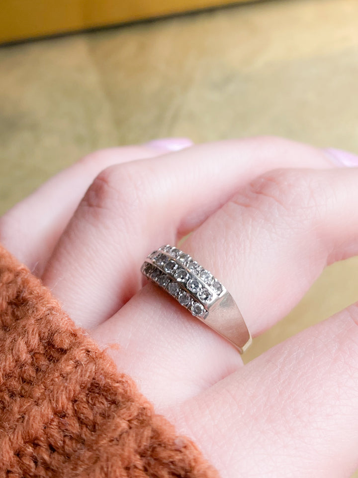 14ct Diamond Triple Band in 14ct White Gold