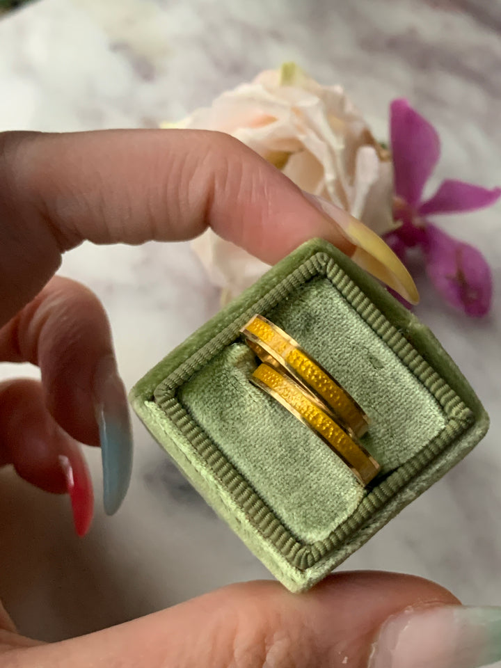 Perfect Pair of 18ct and Yellow Enamel Bands