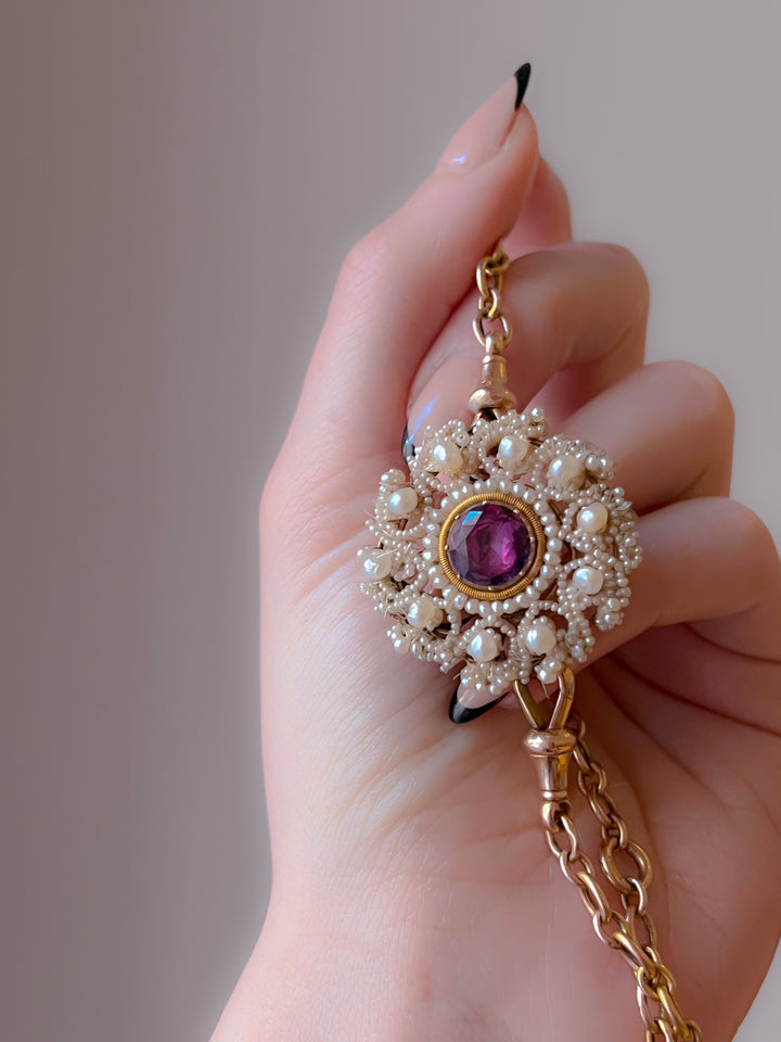 Rare Early 19th Century Pearl Work Brooch