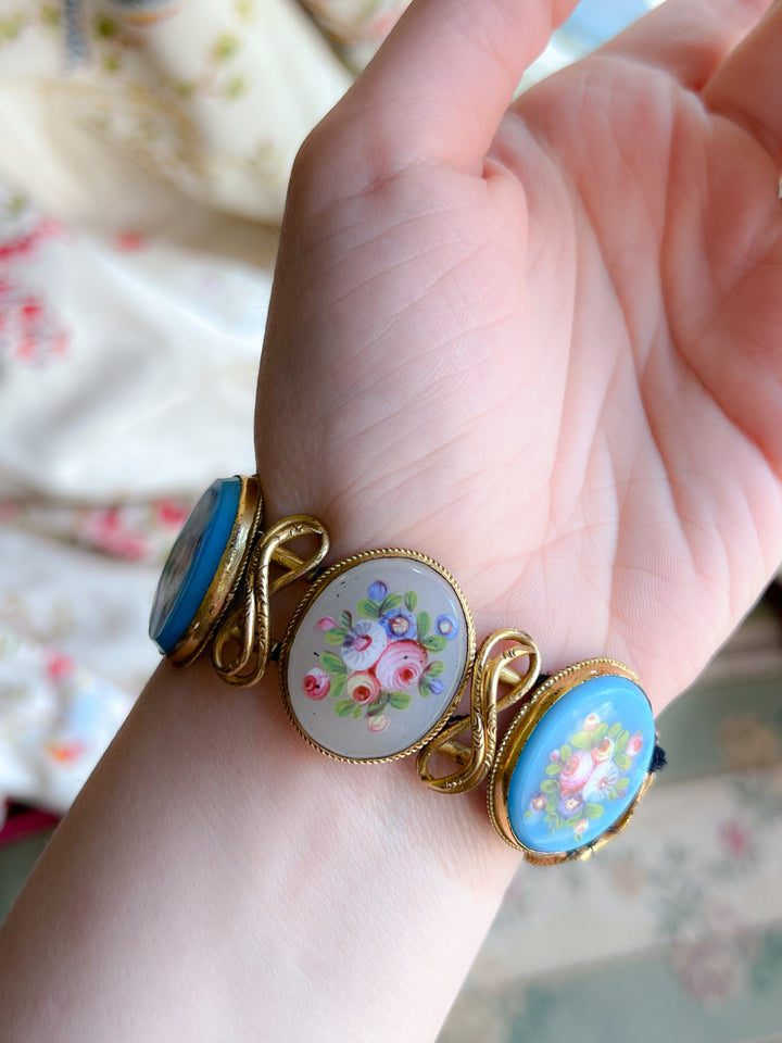 French Painted Enamel Bracelet in Pomponne