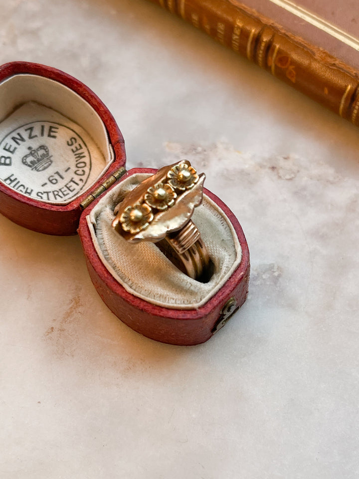 14k Aesthetic Movement Floral Medallion Ring