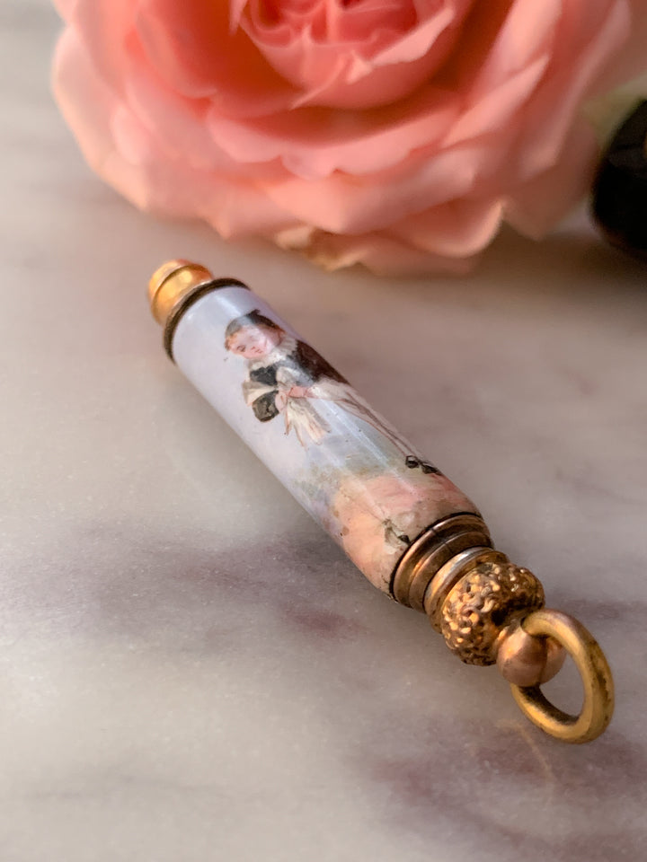 Gold Cased Pencil with Depiction of Boy Circa 1810 *