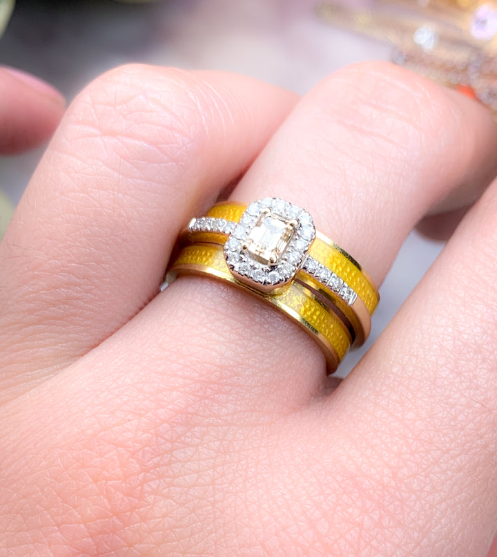 Darling Emerald Cut Champagne Diamond Ring