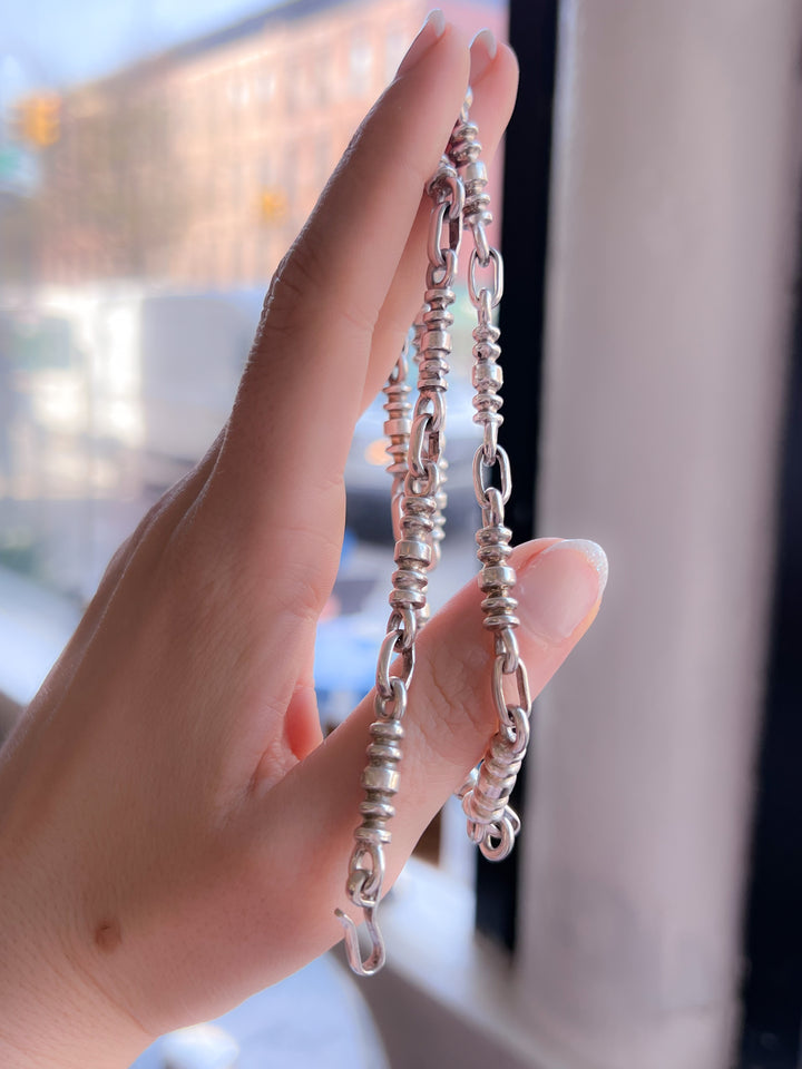 Rare Victorian Sterling Silver Barbell Chain