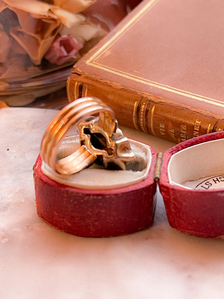 14k Aesthetic Movement Floral Medallion Ring