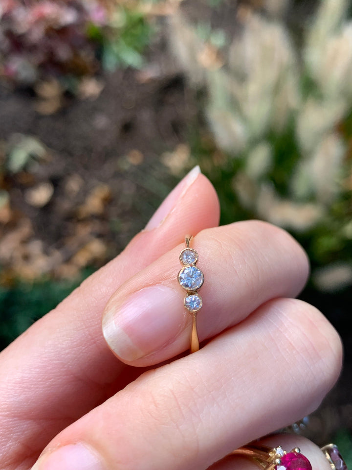 Exceptional American Australian Opal Ring in 14k + 14k Three Stone Diamond Ring