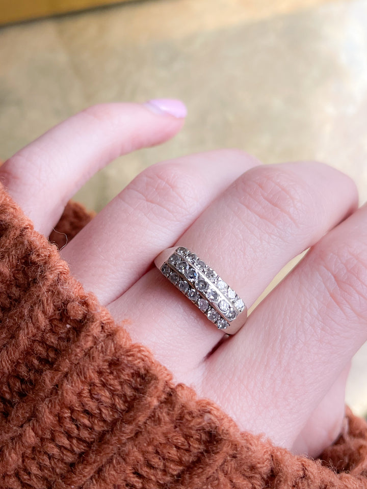 14ct Diamond Triple Band in 14ct White Gold